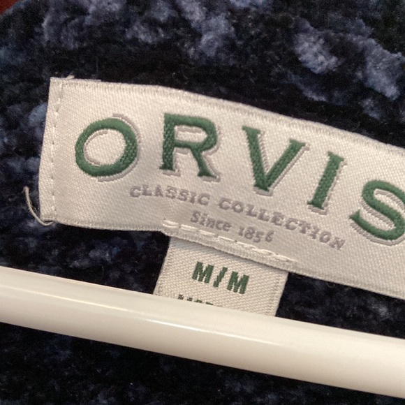 Orvis dark navy blue chenille sweater classic luxe comfy medium - Picture 2 of 4